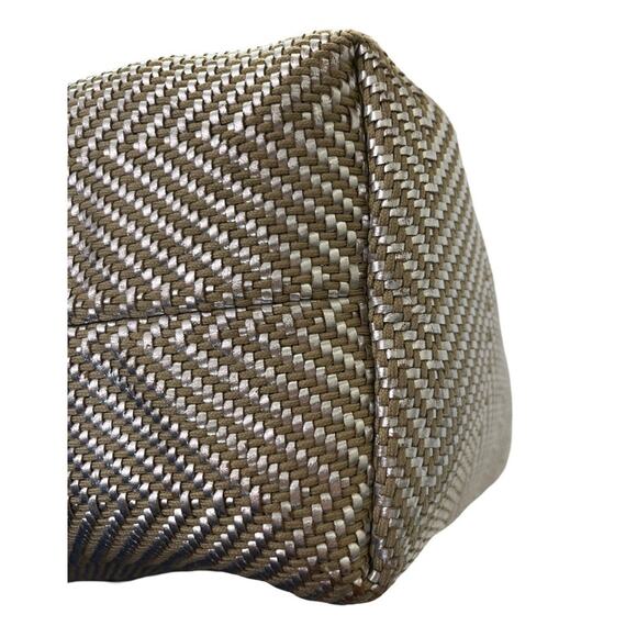 Hermès Woven Leather Chevron Tote Bag Beige Silver Made in India VPM Stamp - Picture 10 of 16